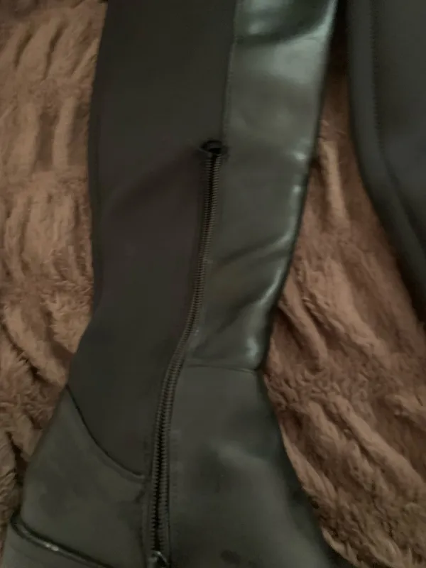 Faux leather and fabric riding boots - Image 3