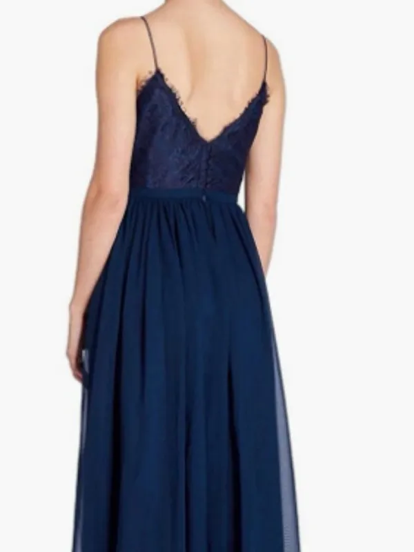 NWT Weddington Way Navy Lace Bodice Maxi Dress Size 2 Bridesmaid Formal Gown - Image 3