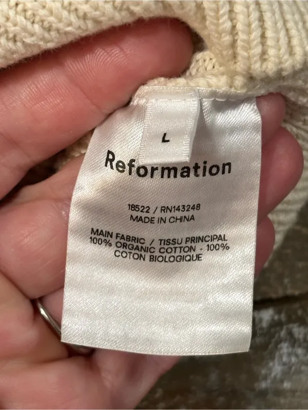 Reformation Grace Sweater Cami – Cream – Size Large – 100% Organic Cotton - Image 6
