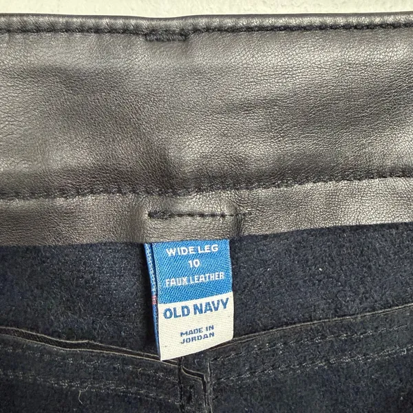 Old Navy Faux‎ Leather Wide Leg Pants Black High Waisted Going Out Edgy Size 10 - Image 9