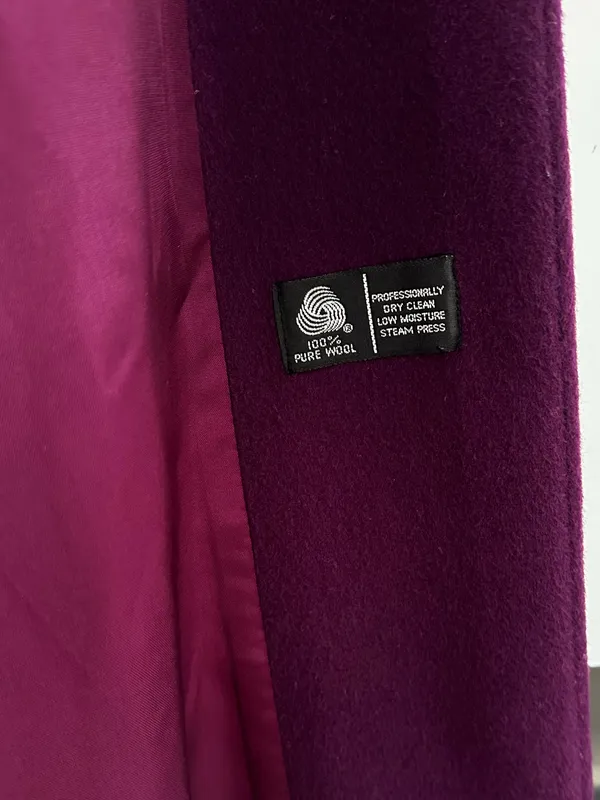 Vintage Casual Corner Purple Wool Long Coat USA Made Trench Scarf Purple Size 8 - Image 13