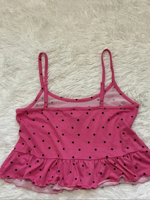 Charlotte Russe Pink Polka Dot Cami Pajama Top - Image 3