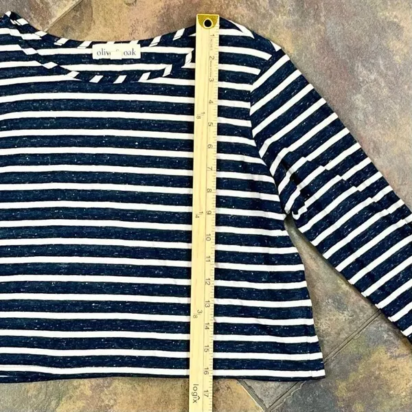 Olive & Oak Stripe Long Sleeve Cropped Top Medium - Image 3