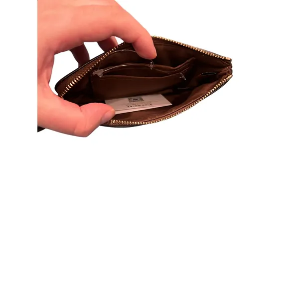 Coach Corner Zip Wristlet in Signature Canvas in KHAKI - Image 5