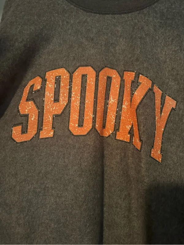 Like New Gray "SPOOKY" Inside-Out Crewneck Sweatshirt – Medium / Large - Image 2