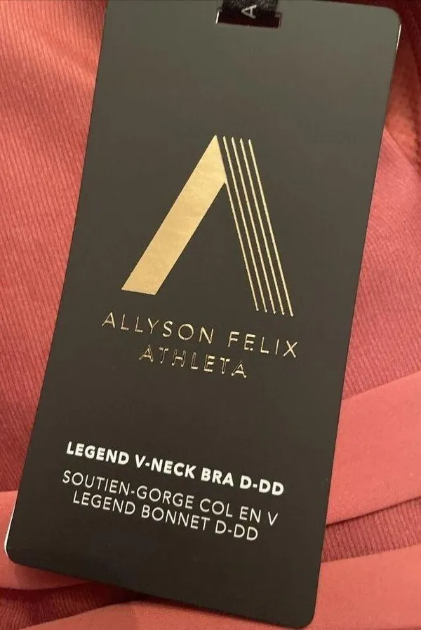 Athleta M Allyson Felix Legend V-Neck Bra D-DD Medium Muted Red Heather Two Tone - Image 5