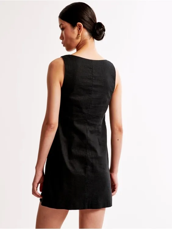 The Abercrombie & Fitch Mara Squareneck Linen-Blend Vest Mini Dress - Image 4