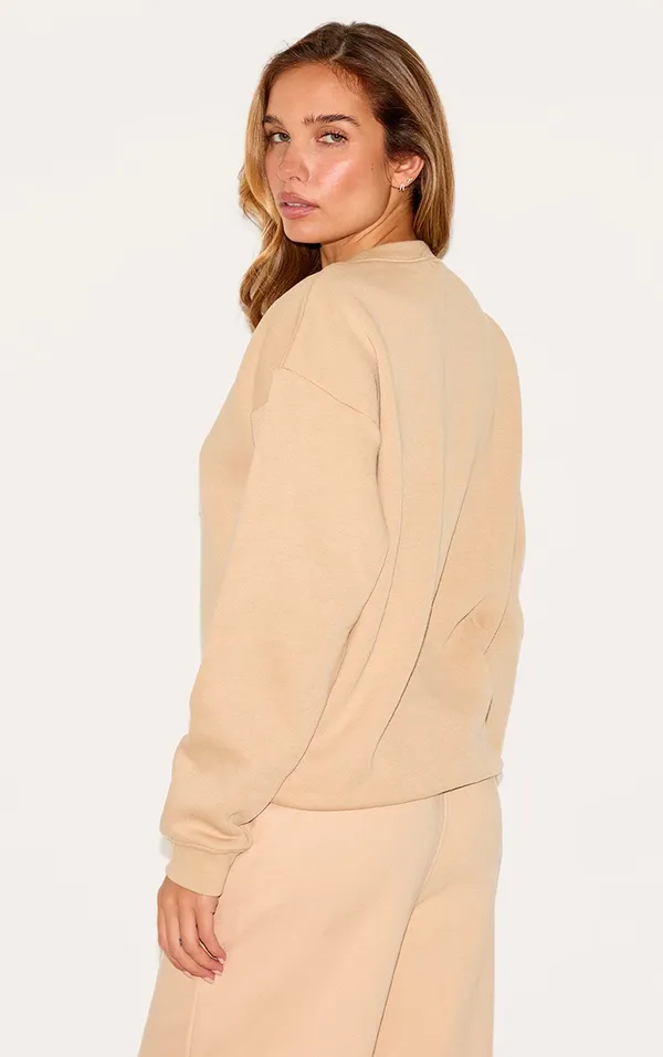 Pretty Little Thing Sand Oversized Plain Fit Sweatshirt - Image 3