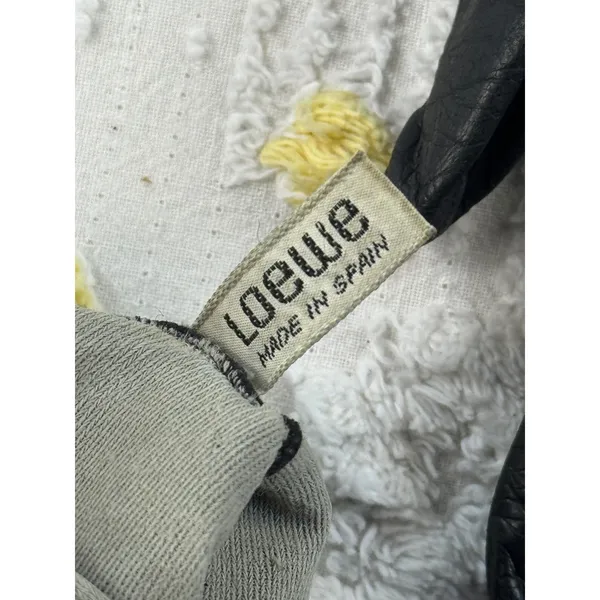 Loewe Vintage Black‎ Leather Gloves Made in Spain Luxury Winter Accessories - Image 4
