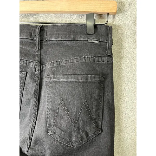 Mother The Stunner Double Zip Ankle Jeans Not Guilty Black High‎ Rise Raw Hem 26 - Image 5