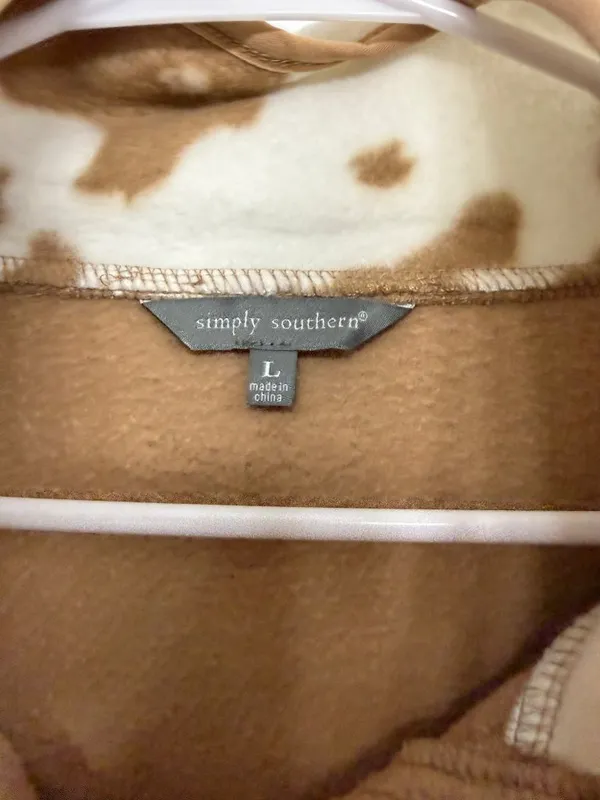 Simply Southern Cow Print Sherpa Pullover L - Image 4