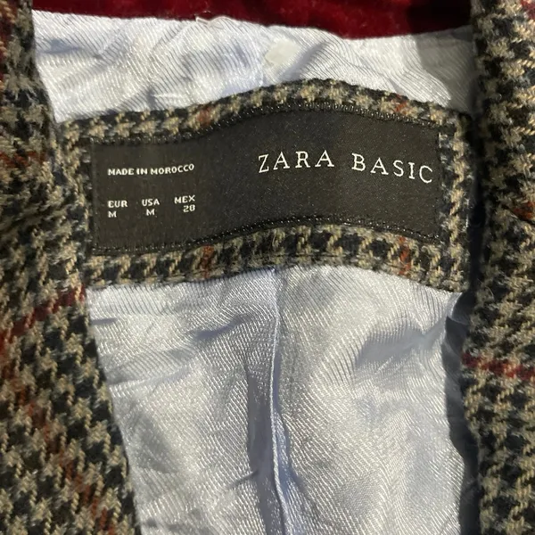 Zara Wool Blend Houndstooth Blazer Elbow Patch SZ M Business Classy Preppy Chic - Image 4