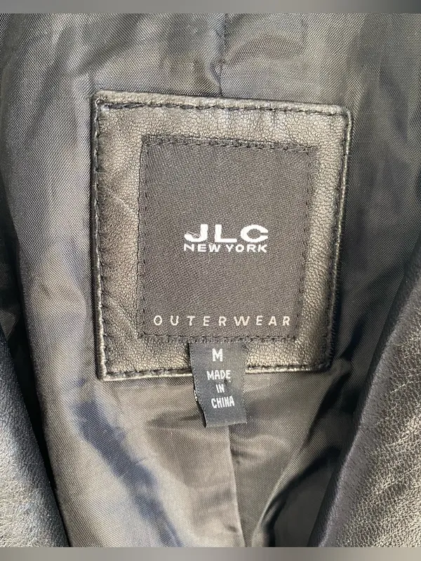 JLC New York vintage 90s Y2K black leather blazer jacket downtown girl winter M - Image 3