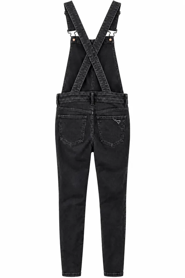 American Eagle Super Stretch X Black Distressed Denim Overalls – Size 2 Regular - Image 2