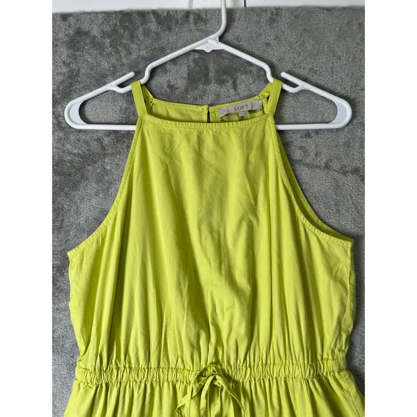 Loft Lime Green Halter Maxi Dress Sleeveless Tie Waist‎ Summer Resort Small New - Image 3