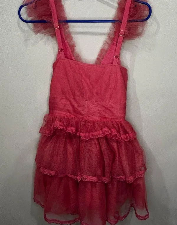 LoveShackfancy Pink Tulle Ruffled ZoRina Lace Trim Mesh Mesh Dress 00 - Image 8