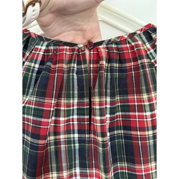 LDT Rachel Plaid Round Neck 3/4 Puff Sleeve Ruffled‎ Poof Swing Dress Size 2/S - Image 7