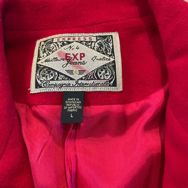 Express Womens Cashmere/Wool  Red Blazer Jacket large - Image 4