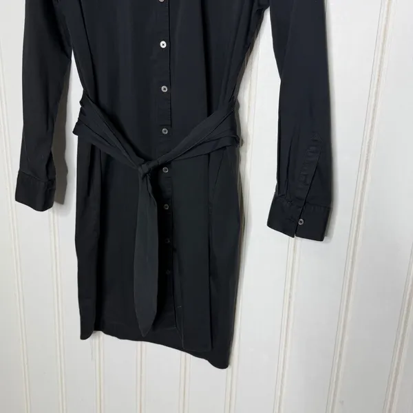 UNTUCKIT Angelina Black Button Front Belted Shirt Dress Long Sleeve Women 897 - Image 11