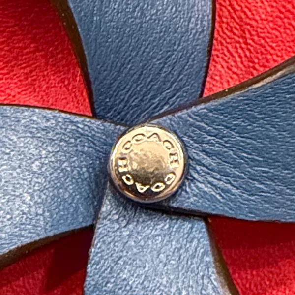 Coach Leather Pinwheel Bag Charm Key Ring - Image 3
