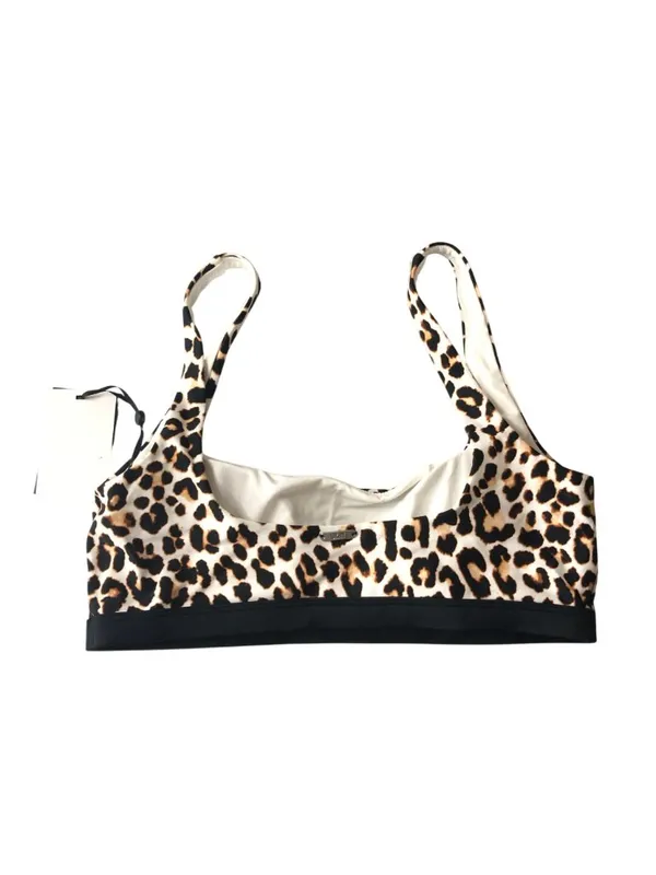 DKNY Wild Thing Bralette Bikini Top Cheetah Print Square Neck Removable Cups L - Image 4