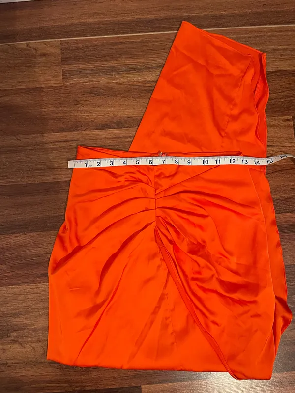 Oh Polly Bright Orange Satin Skirt with a Top - Image 9