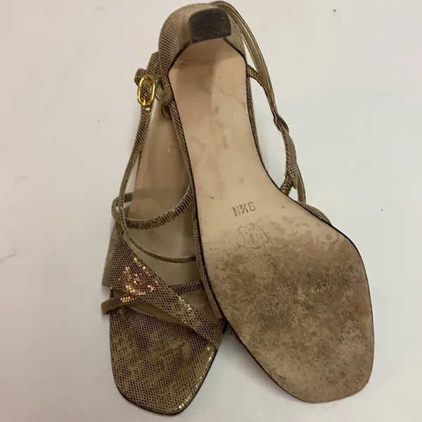 Sesto Meucci Size‎ 8 Gold Metallic leather Heels size 9.5N A10 - Image 10