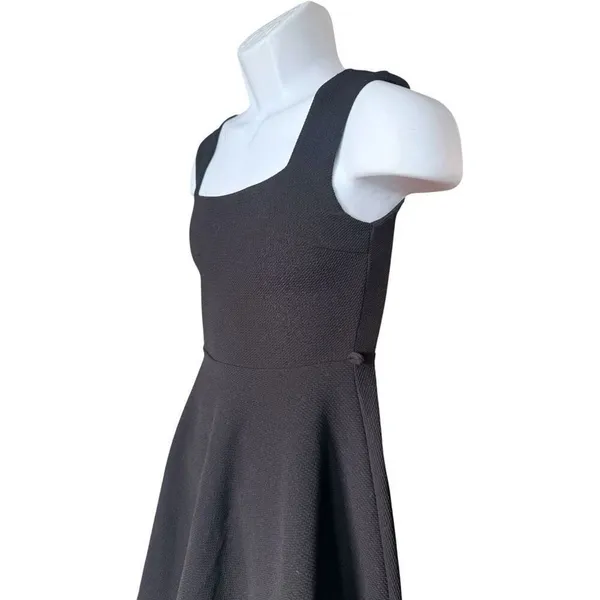 Womens Agaci Textured Black Sleeveless Fit & Flare Skater Dress - Sz S - Image 2