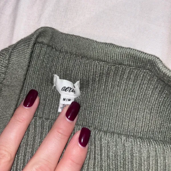 Aerie Sage Green Ribbed Crop top - Image 2