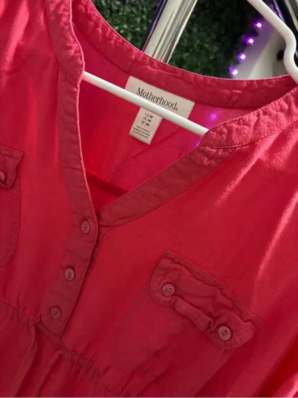 Motherhood Pink Button-Front Maternity Tunic - Image 2