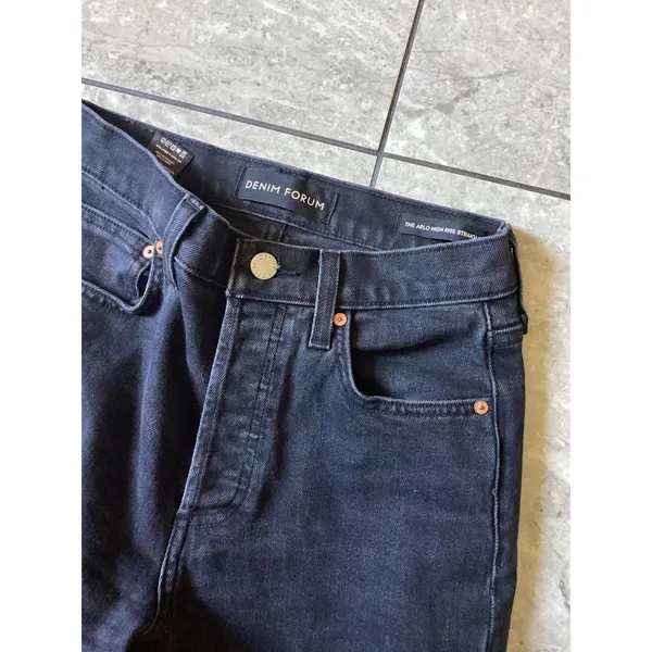 Denim Forum The Arlo High Rise Straight Jeans Black 28L Organic Cotton - Image 2