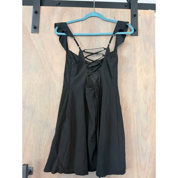 Black Landon Mini Dress Tie Back Princess Polly Size 10 - Image 2