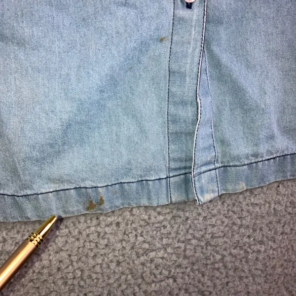 220 Hickory‎ Denim Button Up Shirt Women M Embroidered Feather Western Chore Vtg - Image 13