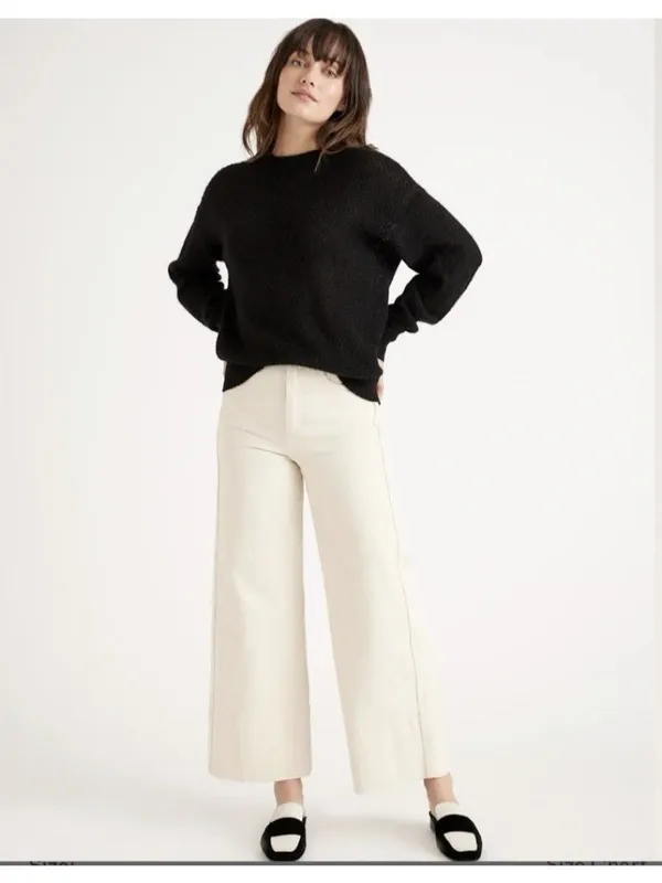 Quince Baby Alpaca Wool Diamond Stitch Crew Neck Sweater Black Size S - Image 2