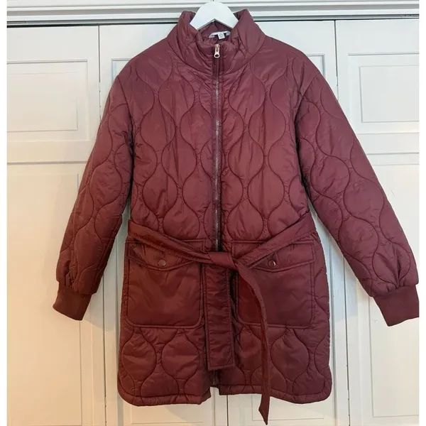 Time and Tru burgundy onion quilted puffer barn jacket size M 8/10 - Image 3
