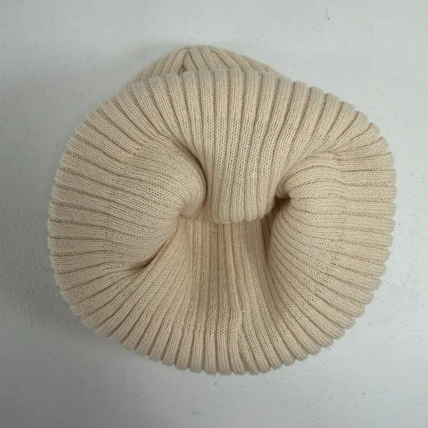 Adidas OS Beanie Cream Ribbed Knit Iridescent Trefoil Logo Winter Hat Streetwear - Image 8