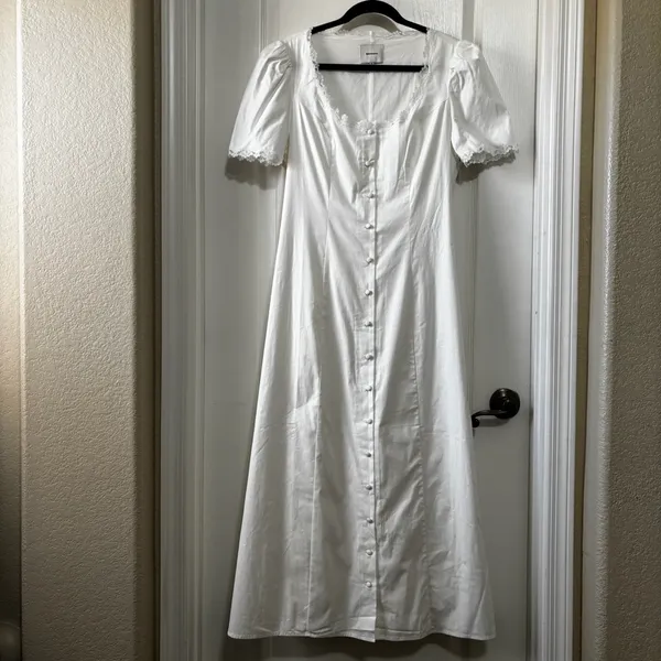 Reformation Alida Button Front Midi Dress White Size 6 - Image 2