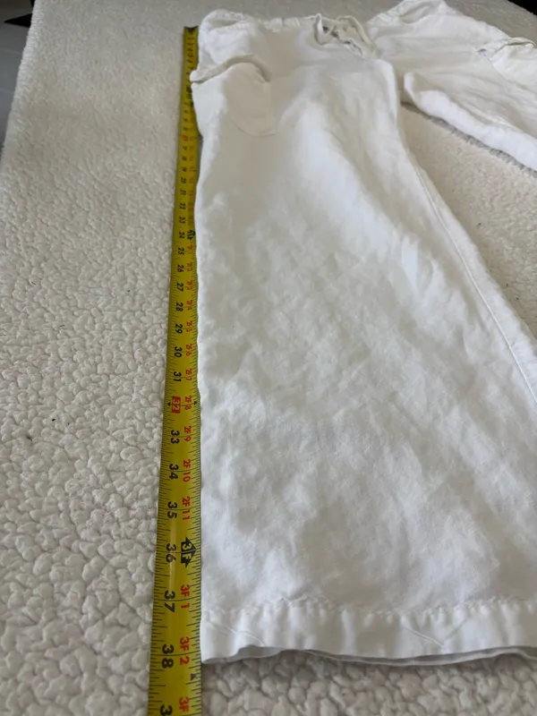 Streetwear Society White Linen Cargo Pants Wide Leg Y2K Drawstring size M - Image 6