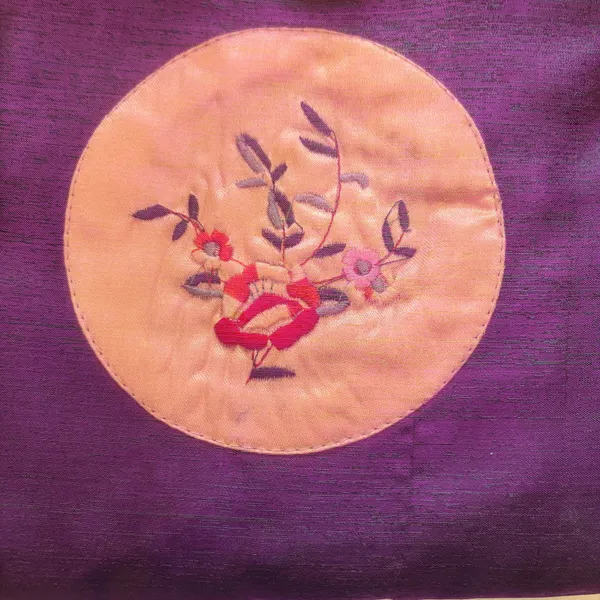 Purple floral embroidered mini tote bag - Image 2
