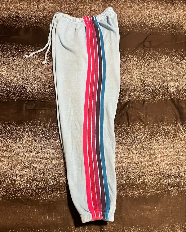Womens small Aviator Nation 5-Stripe Sweatpants– Sky Blue - Image 2