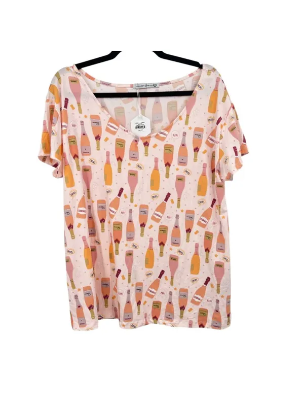 Amanda Blu Champagne Dreams Pink Pajama Set Short-Sleeve Top Shorts Size XL NWT - Image 3