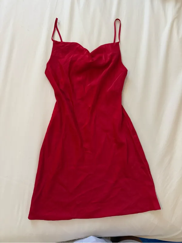 Urban Outfitters | Red Mallory Cowl Slip Mini Dress | Small - Image 2