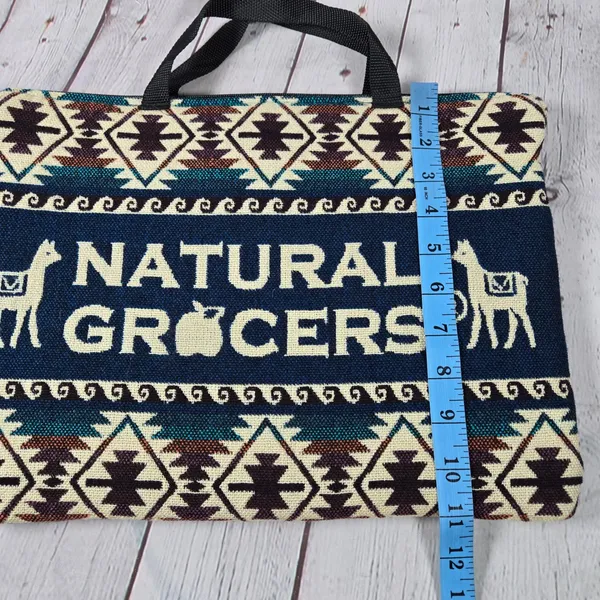 Natural Grocers Llama‎ Wool Laptop Sleeve Bag Southwest Geometric Ecuador Blue - Image 6
