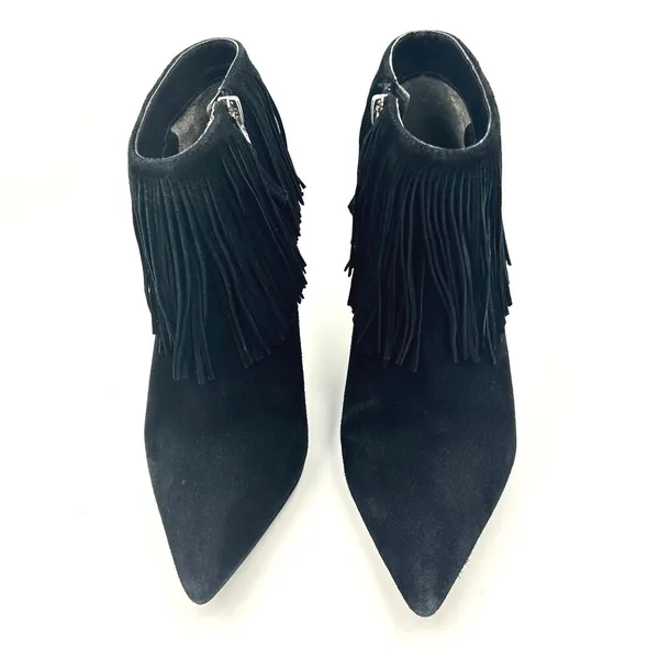 Sam Edelman Ankle Boots Women's Suede Fringe Pointed Stiletto Western Black Sz 7 - Image 4