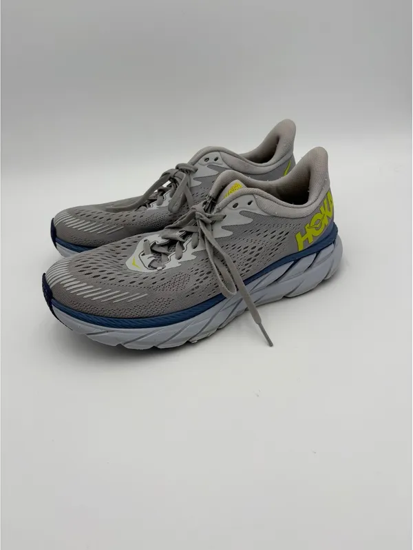 Hoka Clifton 7 $180 Woman’s 9 One One Gray Running Shoes with Yellow Logo - Image 3