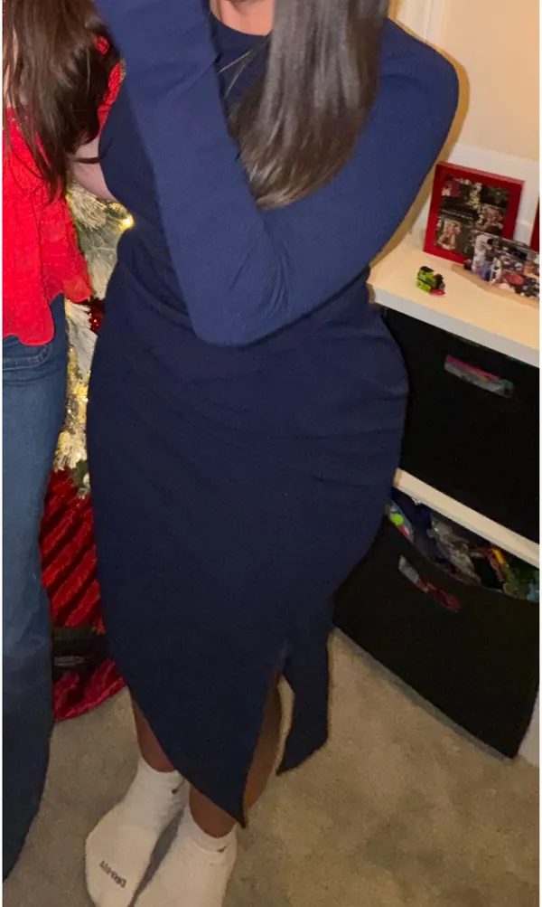 Twist Long Sleeve Bodycon Midi Dress - Image 4