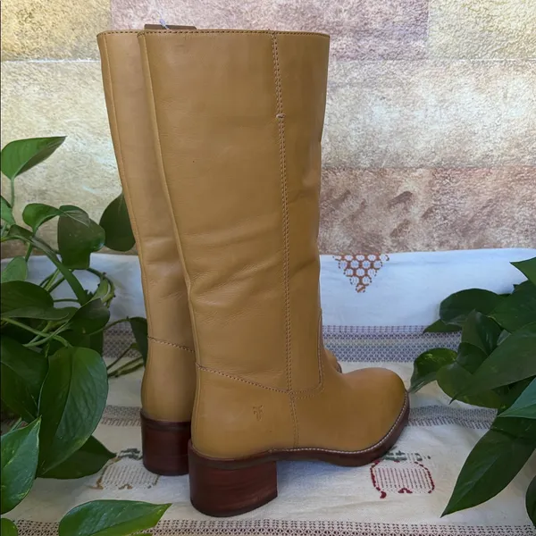 NEW Frye Women’s Camryn Leather Tall Pull-On Banana Knee-High Heel Boots Size 10 - Image 12