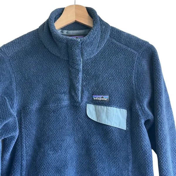 Patagonia Sweater Sz M Re-Tool Snap-T Pullover Fleece Blue Polartec - Image 6