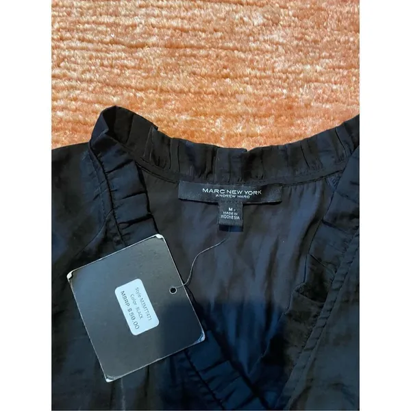 NWT MARC NEW YORK Andrew Marc Black Blouse M - Image 2