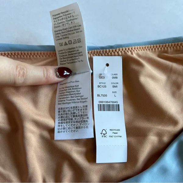 J Crew Curved Waist Cheeky Bikini Bottoms in Mist Blue Size L New - Image 7